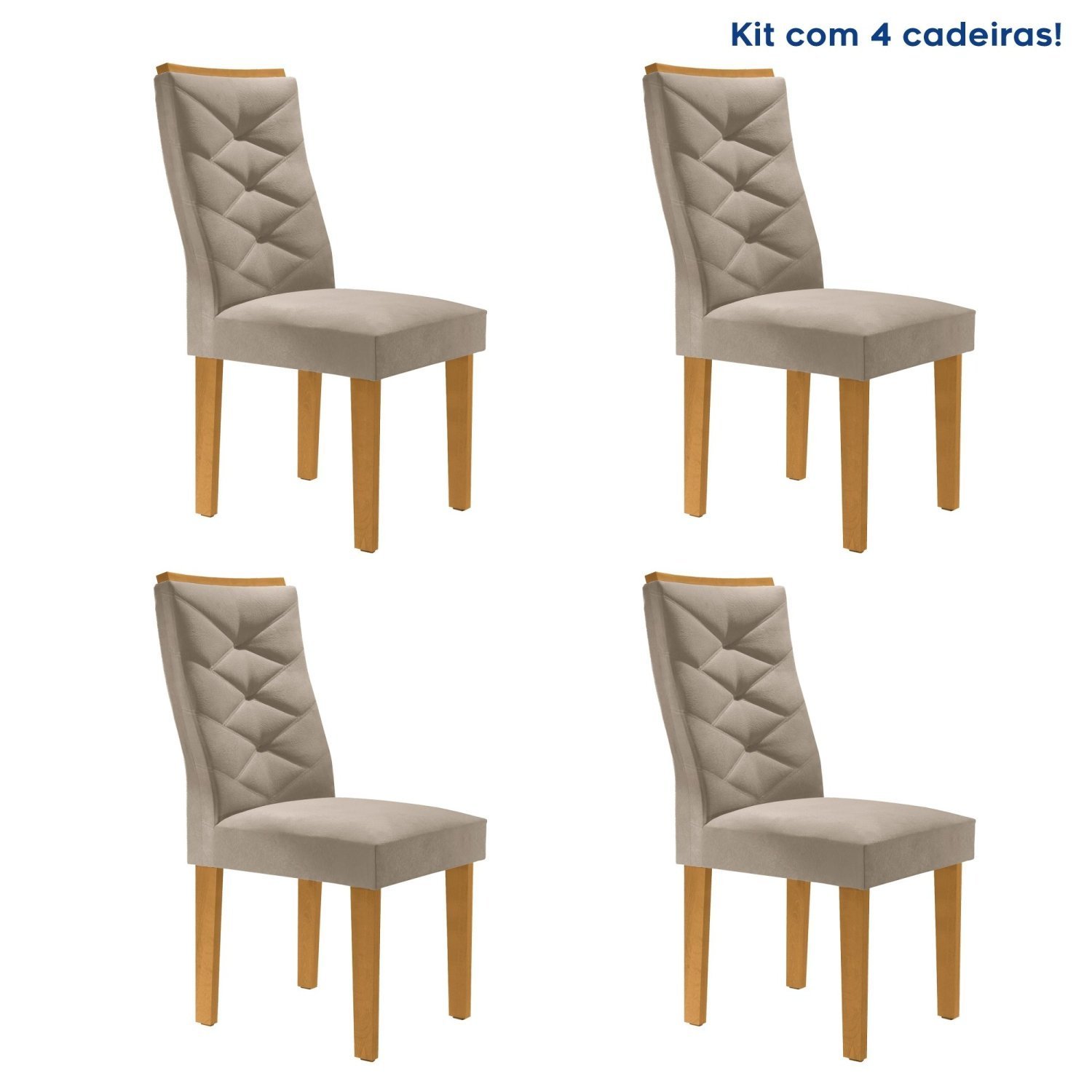 Conjunto 4 Cadeiras Para Sala De Jantar Germany Espresso Móveis Cinamomo/off White/boucle Bege