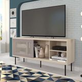 Rack para TV até 55 Polegadas Industrial 136cm em BP Porta Telada Multiverso Nogueira Caiena/Buriti