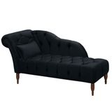 Chaise Longue Divã Montreal Veludo 160cm Speciale Home Preto
