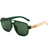 Óculos De Sol Unissex Quadrado Design Madeira Polarizado Com Proteção Uv400 Verde