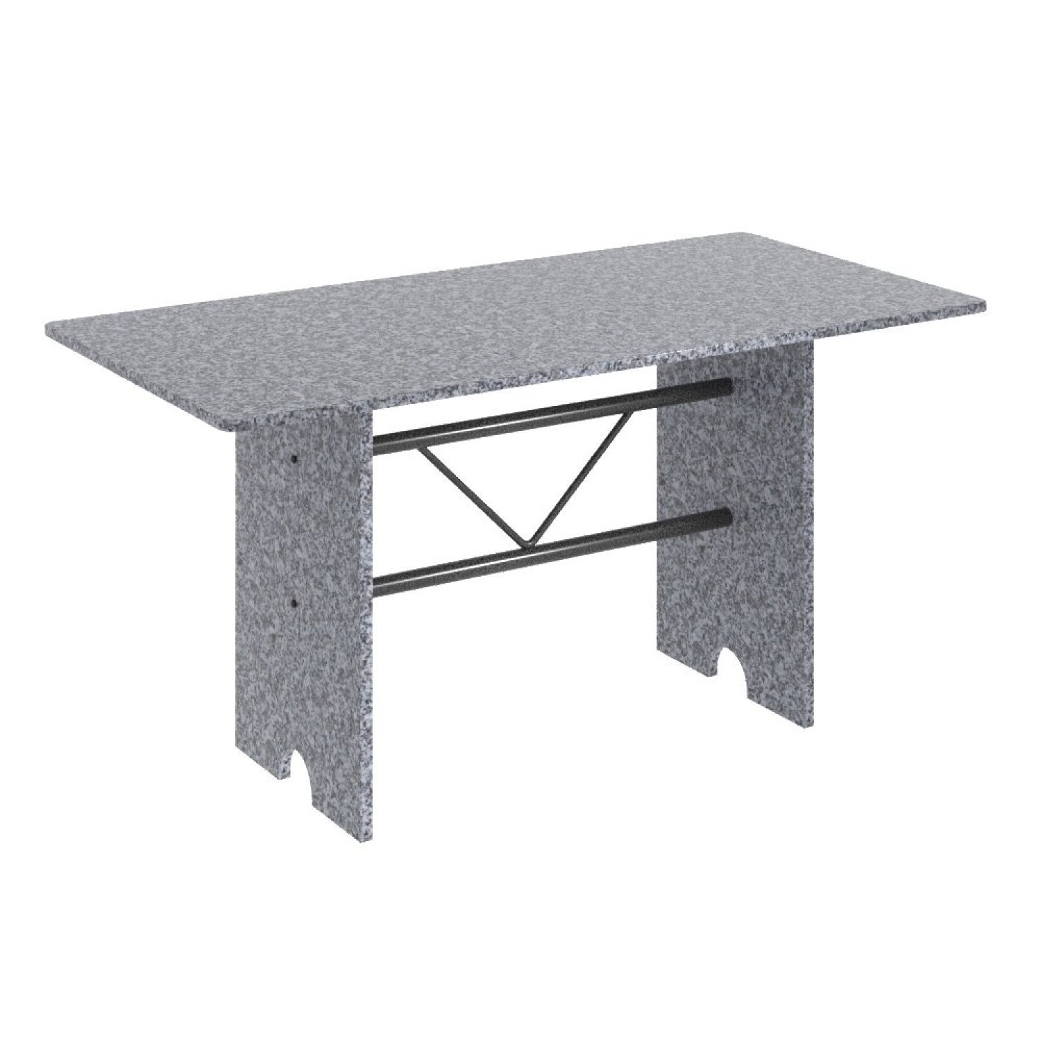 Mesa Para Cozinha 140x75cm Tampo Granito Soma Móveis Martelado Prata/ocre