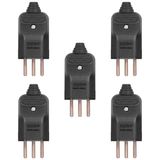 5 Tomada Macho Prensa Cabo 2p+t 10a Plug Fino Preto