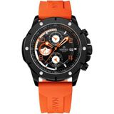 Relógio De Pulso Masculino De Quartzo Design Esportivo Luminoso À Prova Da Água 30m Laranja