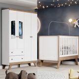 Quarto De Bebê Com Guarda Roupa 4 Portas E Berço 3 Em 1 Lola Henn