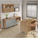 Cozinha 6 Peças 4 Portas 7 Gavetas Painel Ilha Ripado Marquesa Nesher 100% Mdf Nature/verde