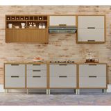 Cozinha 6 Peças Ripado Imperatriz Nesher 100% Mdf Freijó/off White