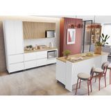 Cozinha 8 Peças 8 Portas 12 Gavetas Forno Ilha Ripado Rainha Nesher 100% Mdf Branco/nature