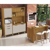 Cozinha 3 Peça Loft Gourmet Ripado Imperatriz Nesher 100% Mdf Freijó/offwhite