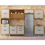 Cozinha 6 Peças Paneleiro Ripado Imperatriz Nesher 100% Mdf Freijó/off White