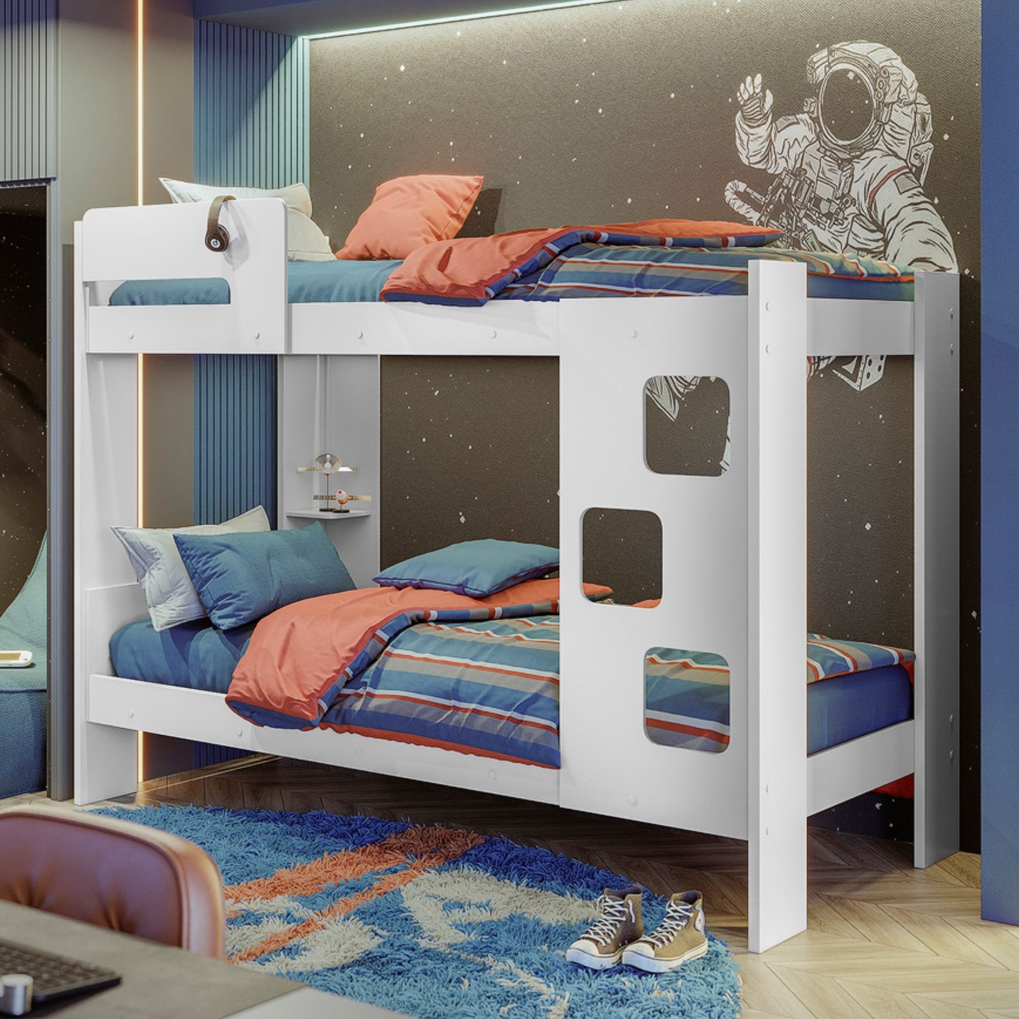 Beliche Infantil/juvenil 100% Mdf Com Prateleira July Amadeirado