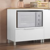 Balcão Forno 1 Gaveta Com Caixa Organizadora 80cm Nesher 100% Mdf Marquesa Branco/nature