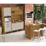 Cozinha Loft Imperatriz Ilha Gourmet Ripado Nesher 100% Mdf Freijó/off White