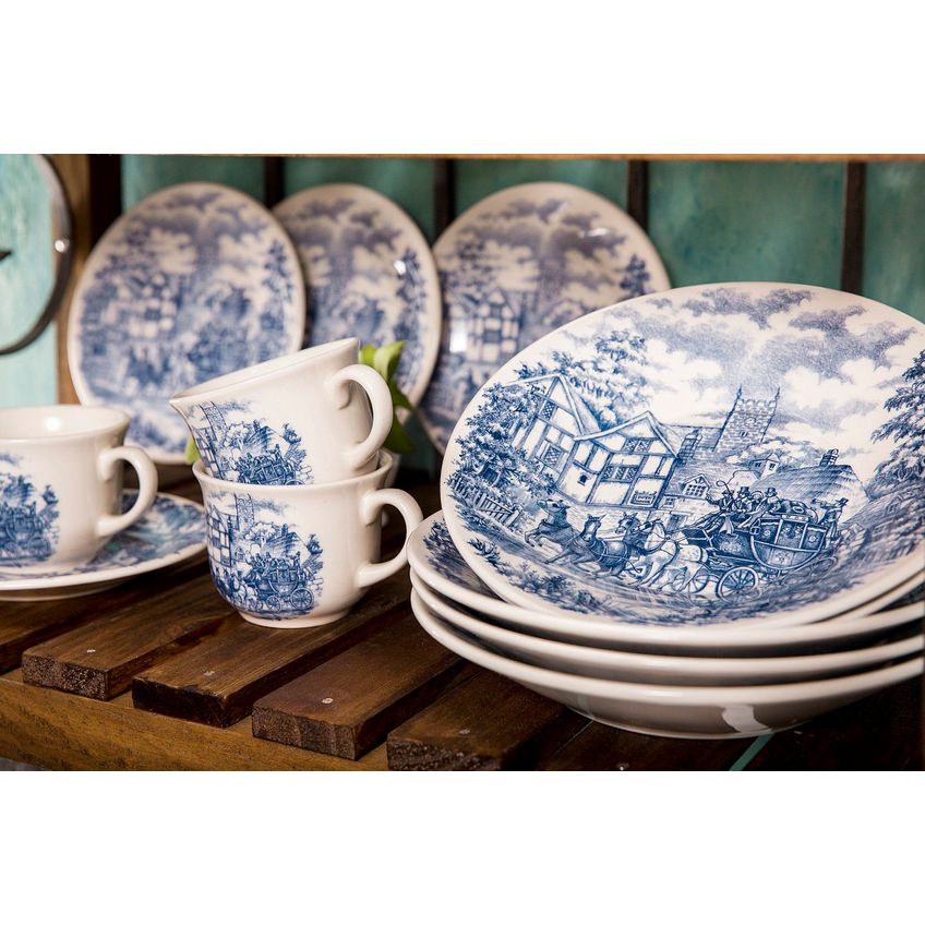 Kit Pratos Rasos E Fundos 8 Peças Biona Cena Inglesa Oxford® Cerâmica - imagem 5