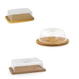Combo Kit Porta Queijo + Porta Manteiga + Porta Frios Bambu