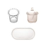Combo Kit Açucareiro Porta Colher E Travessa Coração Lyor Transparente