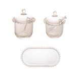 Combo Kit Açucareiro Meleira E Travessa Coração Lyor 3 Peças Transparente