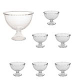 Combo Sobremesa - 1 Taça Grande + 6 Taças Pequenas Pearl Bolinha Wolff Transparente