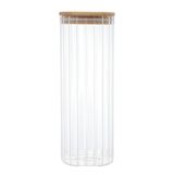 Pote De Vidro Canelado Com Tampa Bambu Wolff 1,1 Litros