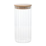 Pote De Vidro Canelado Com Tampa Bambu Wolff 800 Ml