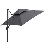 Ombrelone Lateral Tulum Rivatti 300 Cm Em Aluminio Com Base Cruz Capa Poliéster Grafite