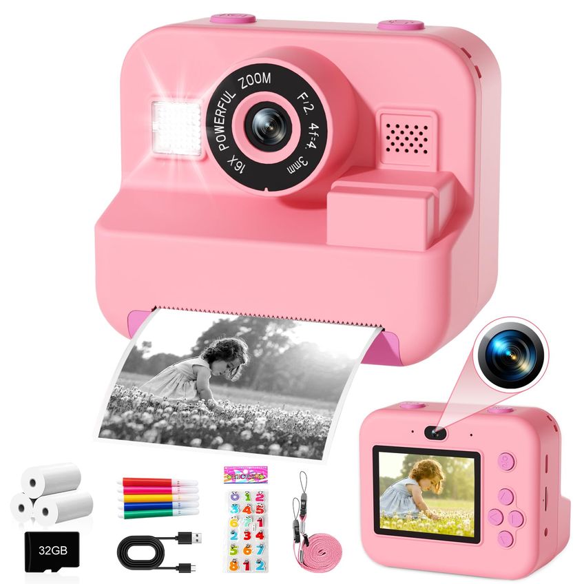 Câmera Infantil Gktz Instant Print, Câmera Dupla, Vídeo Hd 1080p