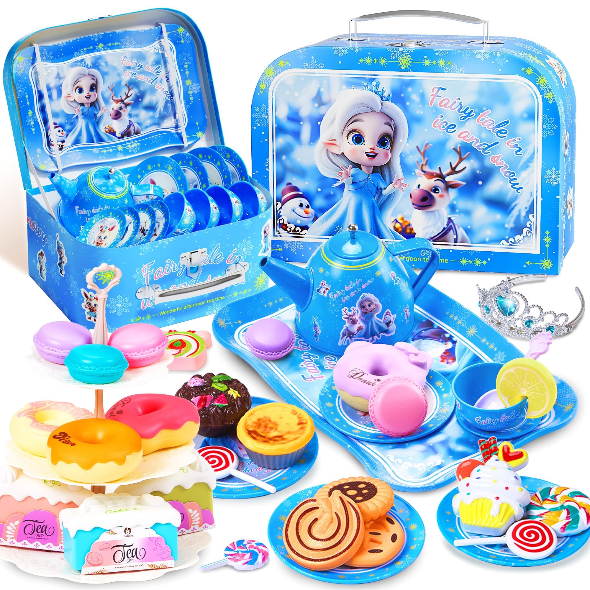 Conjunto De Chá Para Festas De Chá Vigorfun Fairy Tale Em Gelo E Neve 61 Unidades