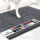 Tapete De Porta Para Cães Muddy Mat Superabsorvente De Microfibra Cinza 90x60cm