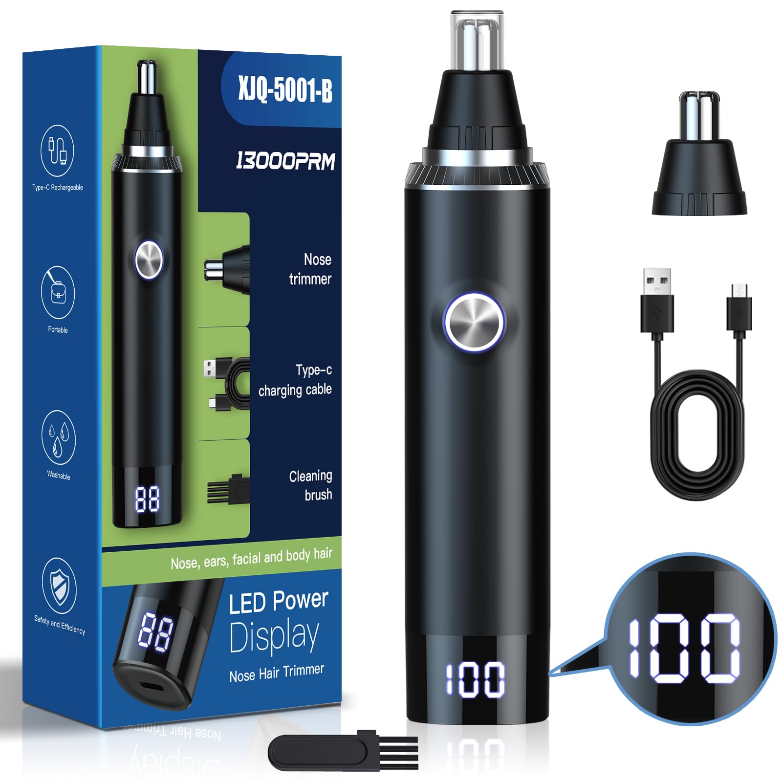 Aparador De Pelos Para Nariz E Orelhas Ginity 2023 Com Tela Led Ipx7