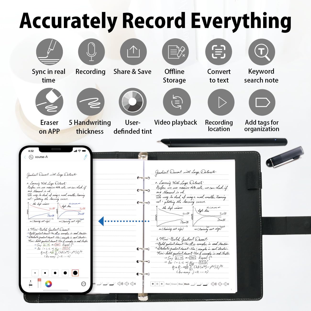 Caneta Inteligente Ophayapen Smartpen+caderno+placa De Escrita