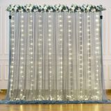 Cortina De Fundo Suppromo Silver Grey Tule 3x3m Com Luzes