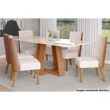 Sala De Jantar Lins Com Tampo Com Vidro Curvo 200x90cm E 6 Cadeiras Anne Nature Courano Linho