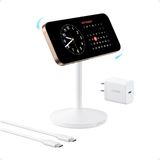 Suporte De Carregador Sem Fio Anker Maggo 15w Para Iphone 16 Branco