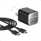 Carregador Anker Nano 30w Usb C Gan Piq 3.0 Para Iphone Galaxy