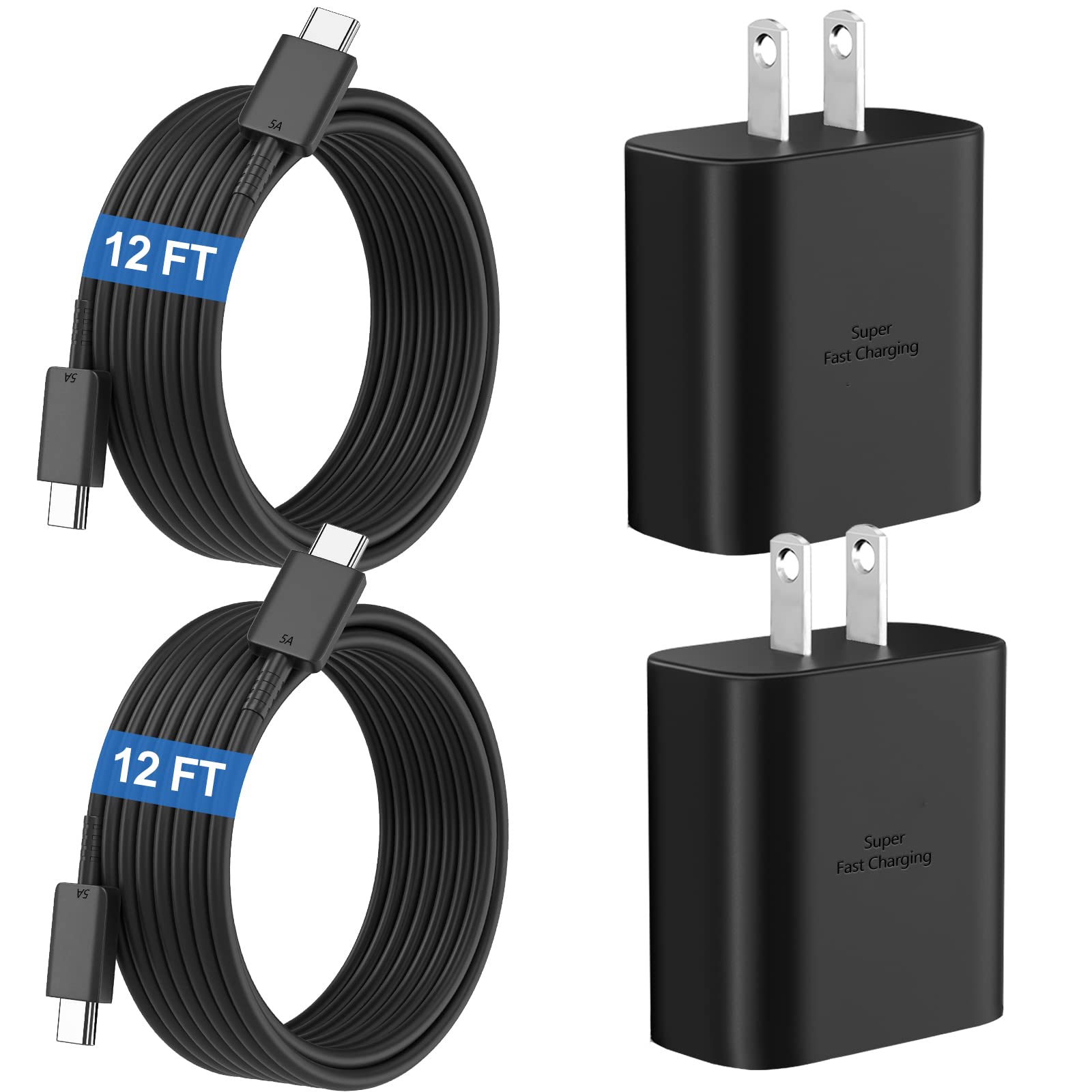 Carregador Samsung Super Fast 45w Usb C Com Cabo De 12 Pés Preto