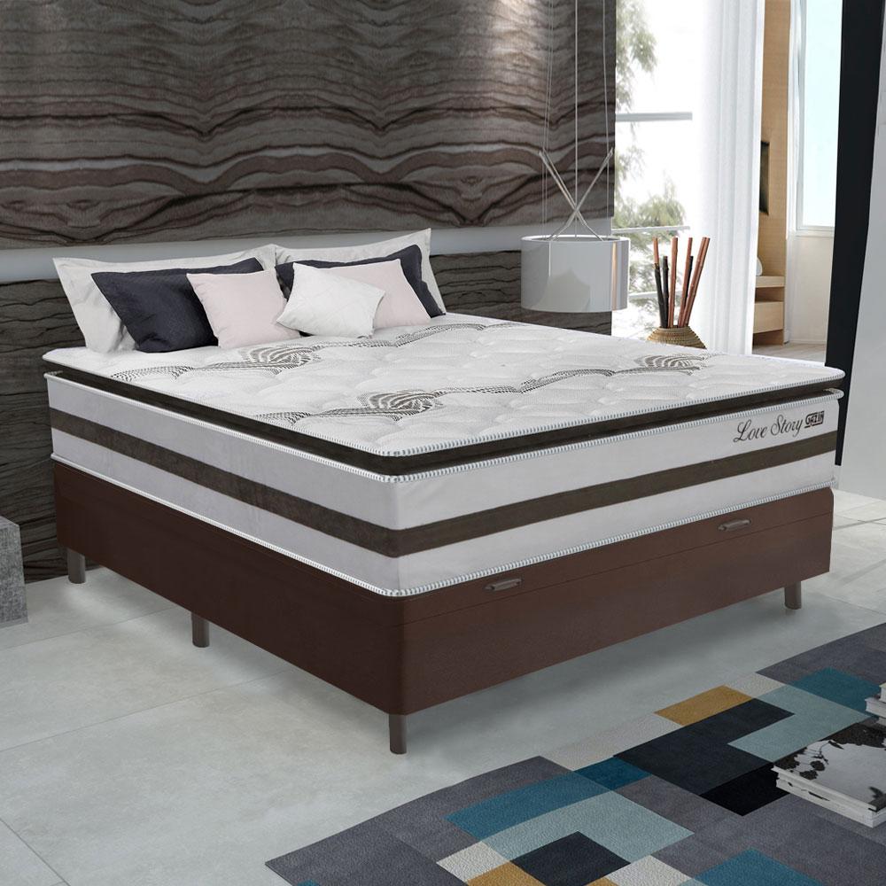 Cama Box Baú Casal 1,38m Colchão Molas Ensacadas Love Story
