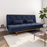 Sofá Cama 3 Lugares Em Suede Tokio Yescasa Azul/castanho