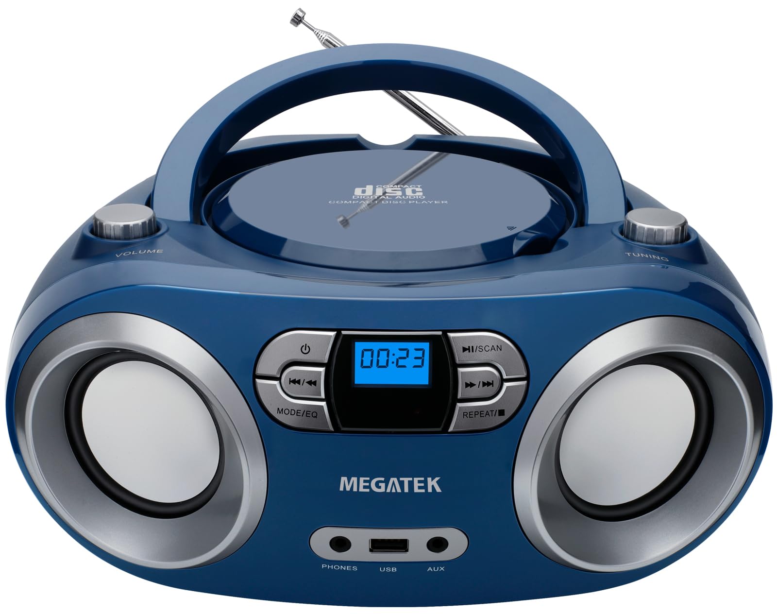 Caixa De Som De Cd Portátil Megatek Cb-m25bt Com Bluetooth Blue Jay