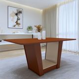 Mesa De Jantar Retangular 6 Lugares 170cm Tampo Mdf No Glass Apogeu Frassino/off White