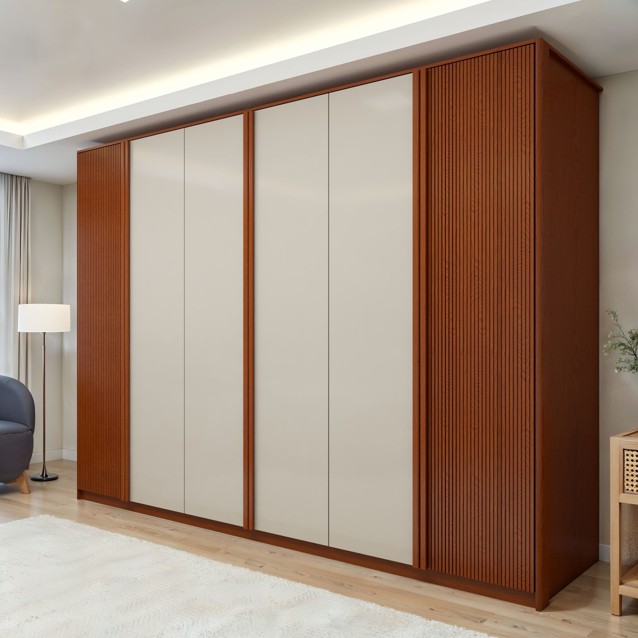 Guarda-roupa Ollie 6 Portas 6 Gavetas 6 Prateleiras Frassino/off White