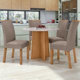 Conjunto Mesa 100cm Celebrare Redonda Com 4 Cadeiras Apogeu Amêndoa Clean/off White/animale Bege