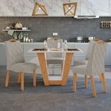 Conjunto Mesa 120cm Apogeu Com Vidro E 4 Cadeiras Vênus Amêndoa Clean/off White/amêndoa Clean/liso Capucci