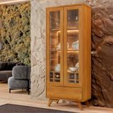 Cristaleira Reflecta 100%mdf 2 Portas Pés Em Madeira Maciça Naturalle