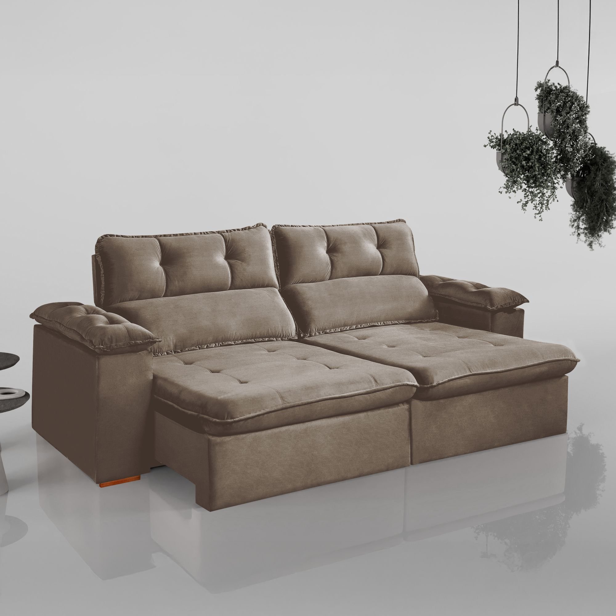 Sofá Retrátil E Reclinável 4 Lugares 290cm Vancouver Bege