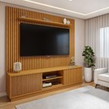 Conjunto Rack Arezzo 220cm Com Painel Ripado Para Tv De Até 75 Polegadas Paris Naturalle
