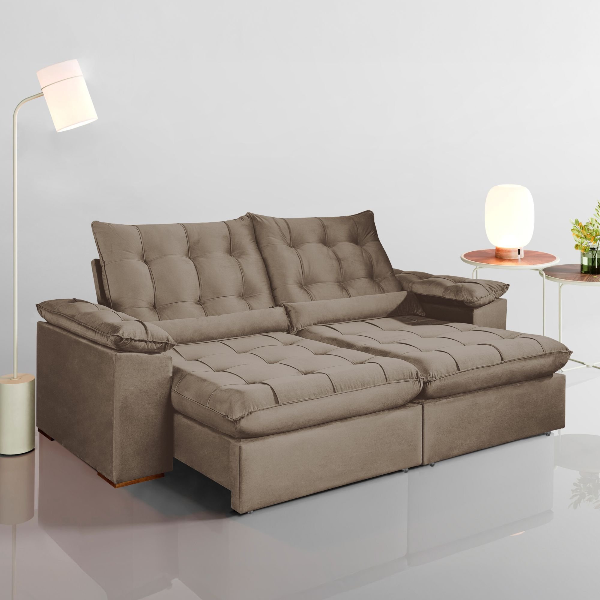 Sofá Retrátil E Reclinável 4 Lugares 290cm Dubai Marrom