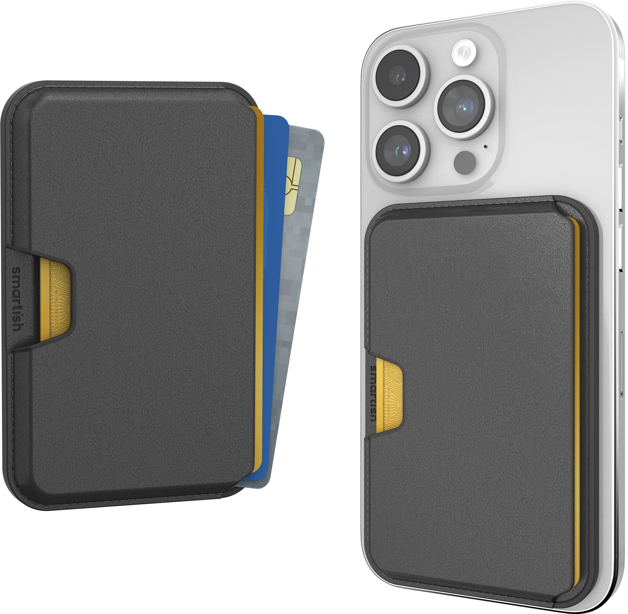 Carteira Magsafe Smartish Side Hustle, Couro Vegano, Preto, Iphone