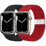 2 Pulseiras De Nylon Elásticas Para Apple Watch 49mm (preta-vermelha)