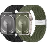 2 Pulseiras Elásticas Nylon Apple Watch (preto-verde Exército)