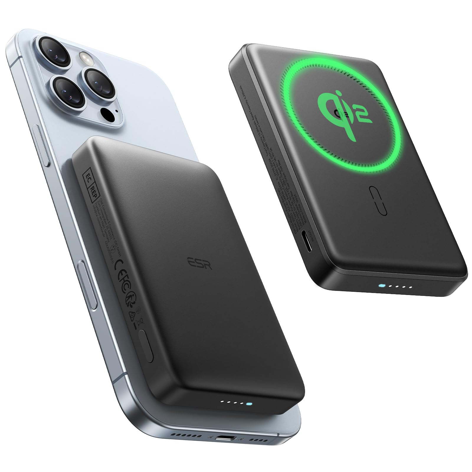 Pacote De Bateria Magsafe Esr 10.000mah 15w De Carregamento Rápido Preto