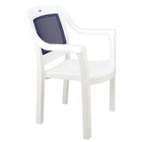 Cadeira Tramontina Miami Polipropileno Branco Tela Azul Escuro Tramontina